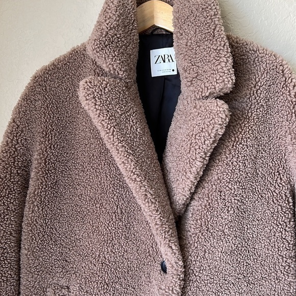 Zara tan faux shearling coat - Picture 5 of 12